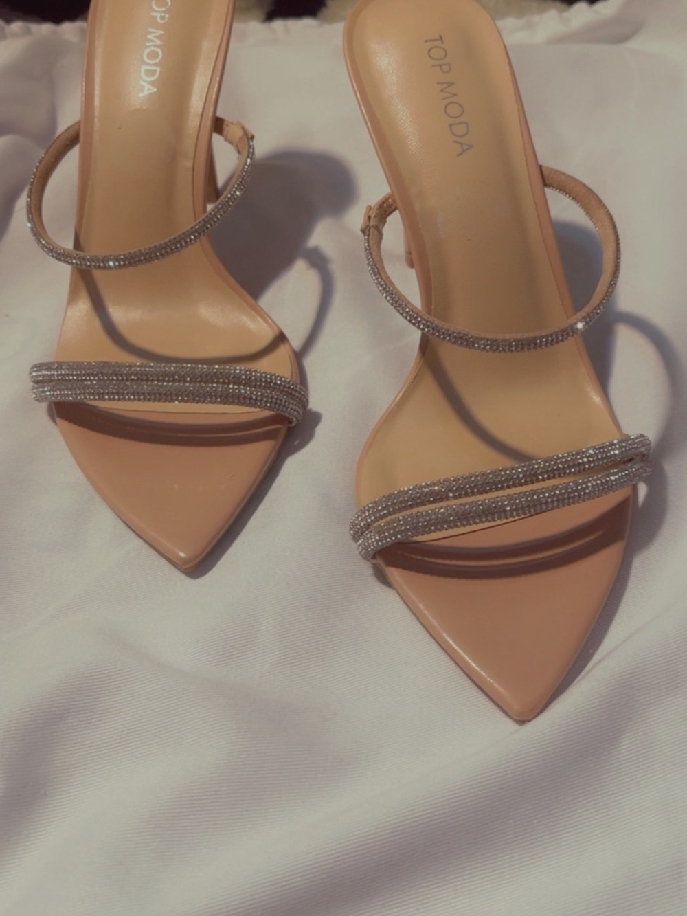 Top Moda Nude Rhinestone Strap Heels - Picture 3 of 6
